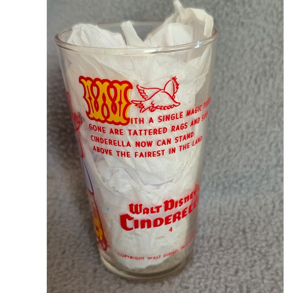 Vintage 1950s Disney Cinderella Fairy Godmother Glass Tumbler 4.75 Inch #4